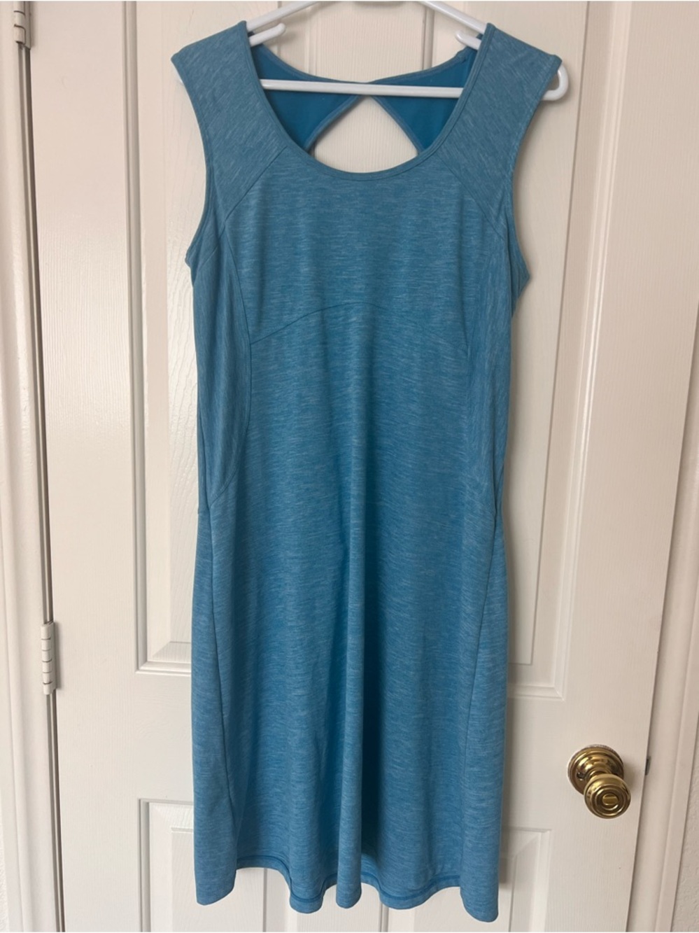 Prana Teal Midi Dress with Cross-Back Detail